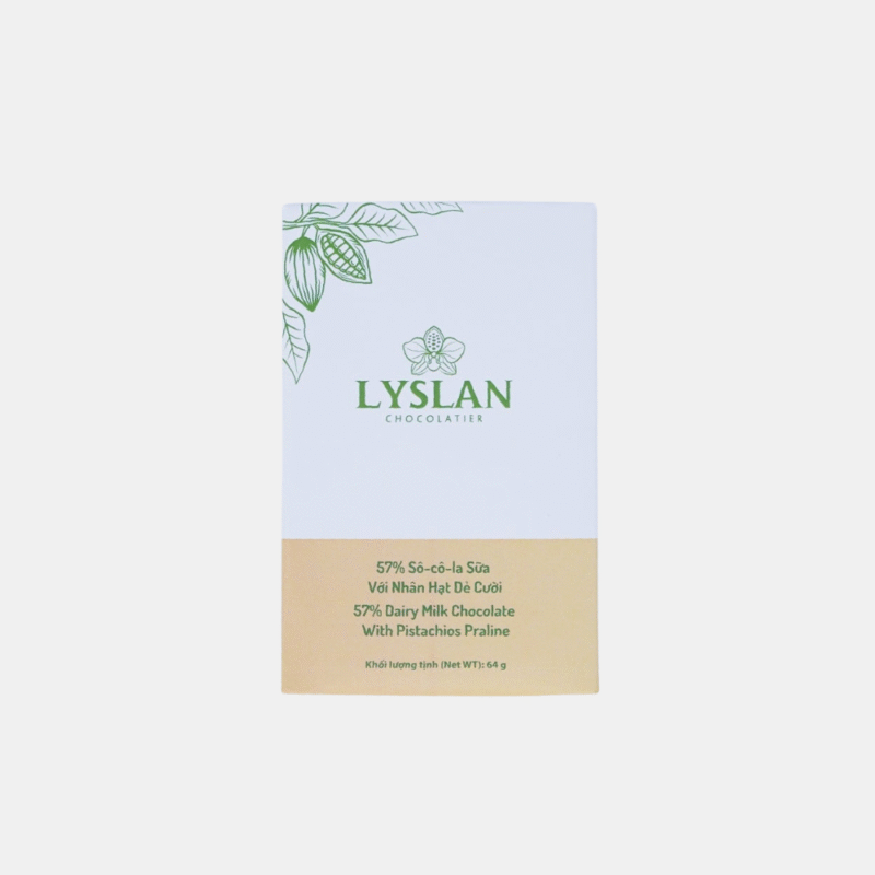 57% Milk Chocolate with Pistachio – 64g